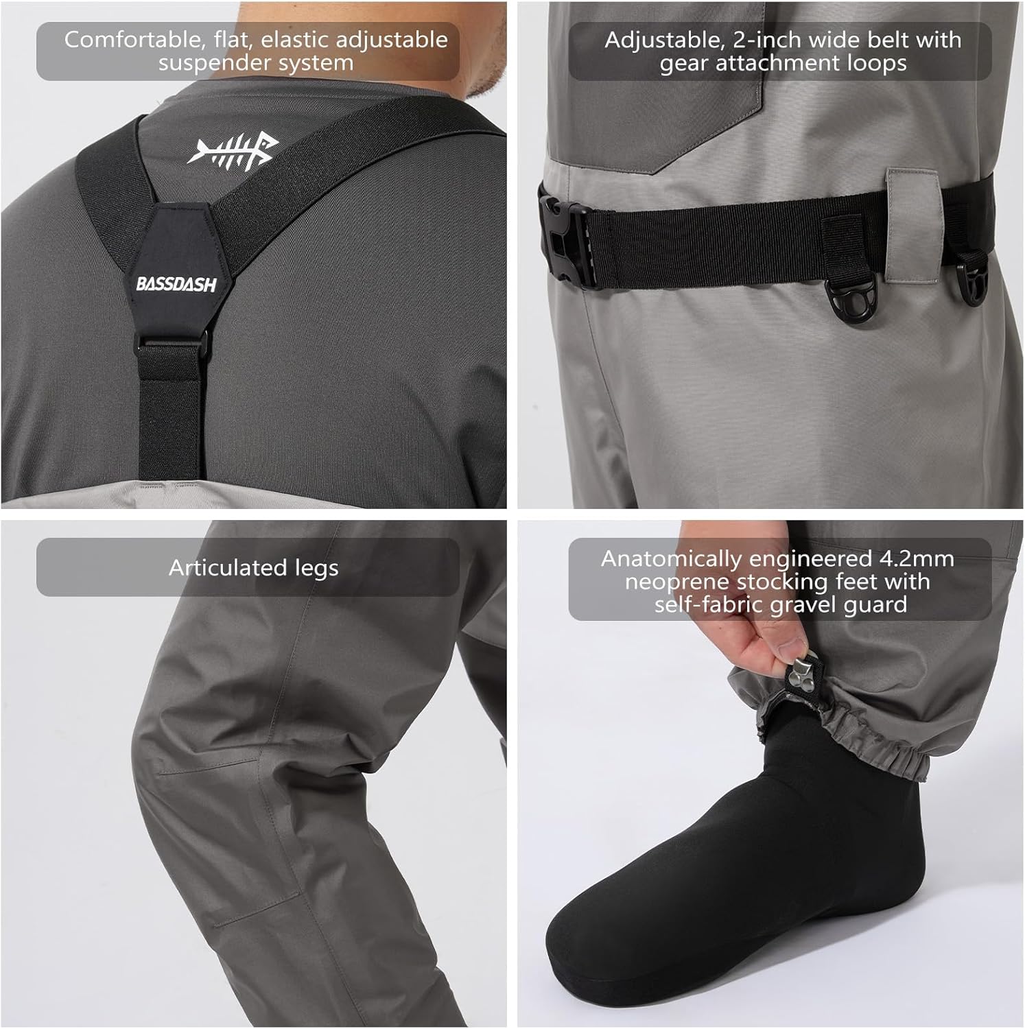 BASSDASH FW08 Men’s Breathable Waders Waterproof Fly Fishing Chest Fishing - Image 6