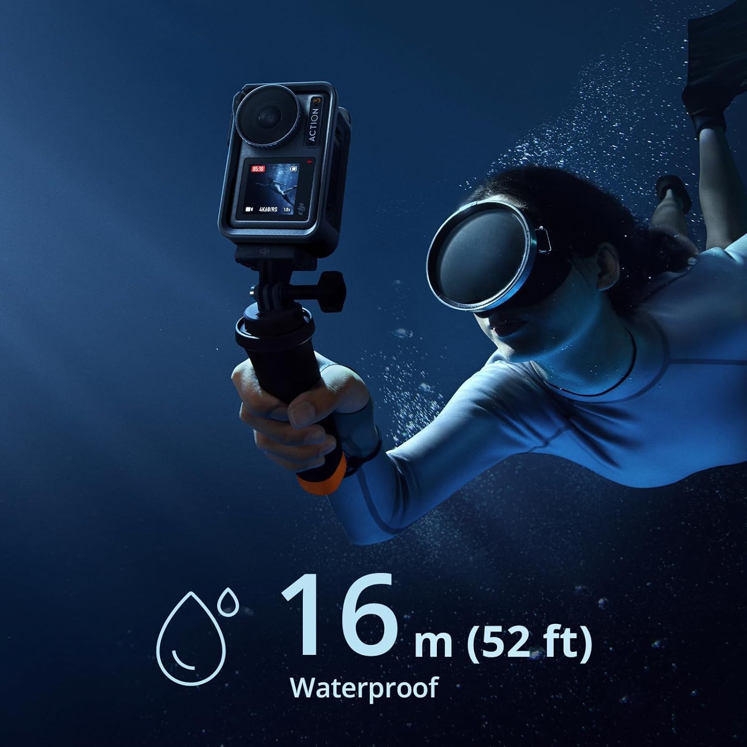 DJI Osmo Action 3 Adventure Combo, Waterproof Action Camera with 4K HDR, 10-Bit Color Depth, HorizonSteady, Cold Resistant & Long-Lasting, Extension Rod, Vlogging Camera for YouTube - Image 4