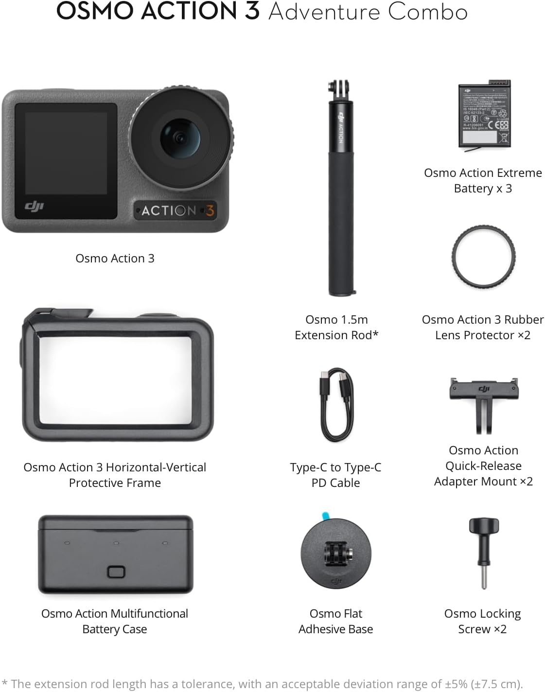 DJI Osmo Action 3 Adventure Combo, Waterproof Action Camera with 4K HDR, 10-Bit Color Depth, HorizonSteady, Cold Resistant & Long-Lasting, Extension Rod, Vlogging Camera for YouTube - Image 5