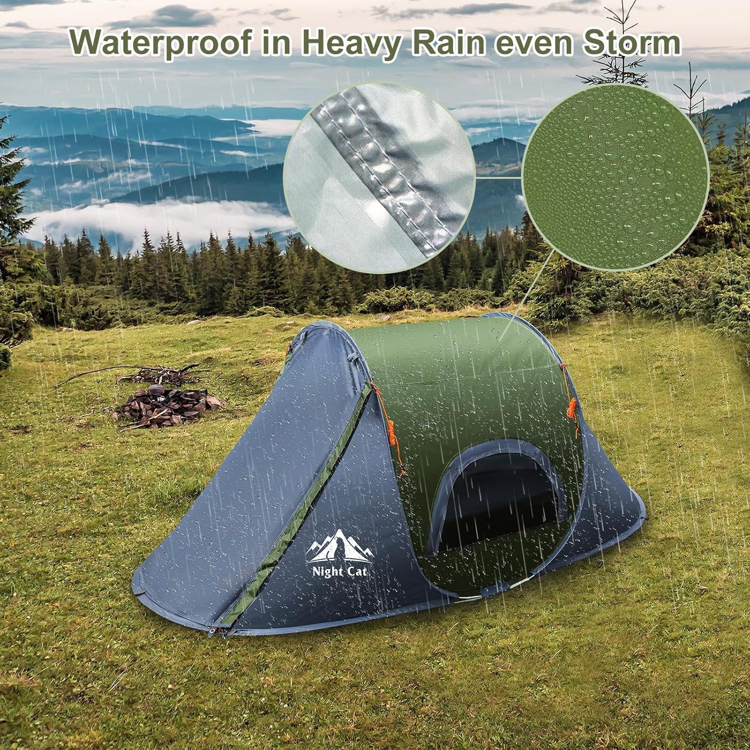 Night Cat Pop-up Camping Tent: 1 Person Tent Waterproof Instant Easy Setup Outdoor Tent - Image 4