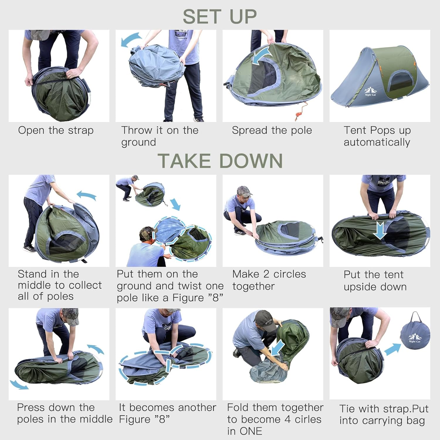 Night Cat Pop-up Camping Tent: 1 Person Tent Waterproof Instant Easy Setup Outdoor Tent - Image 6