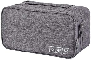 Travel Underwear Organizer, Bra Underwear Travel Packing Organizer Waterproof Pack Cube Lingerie Socks Bag Layer Cosmetic Bag Bra Bag for Travel(Grey)