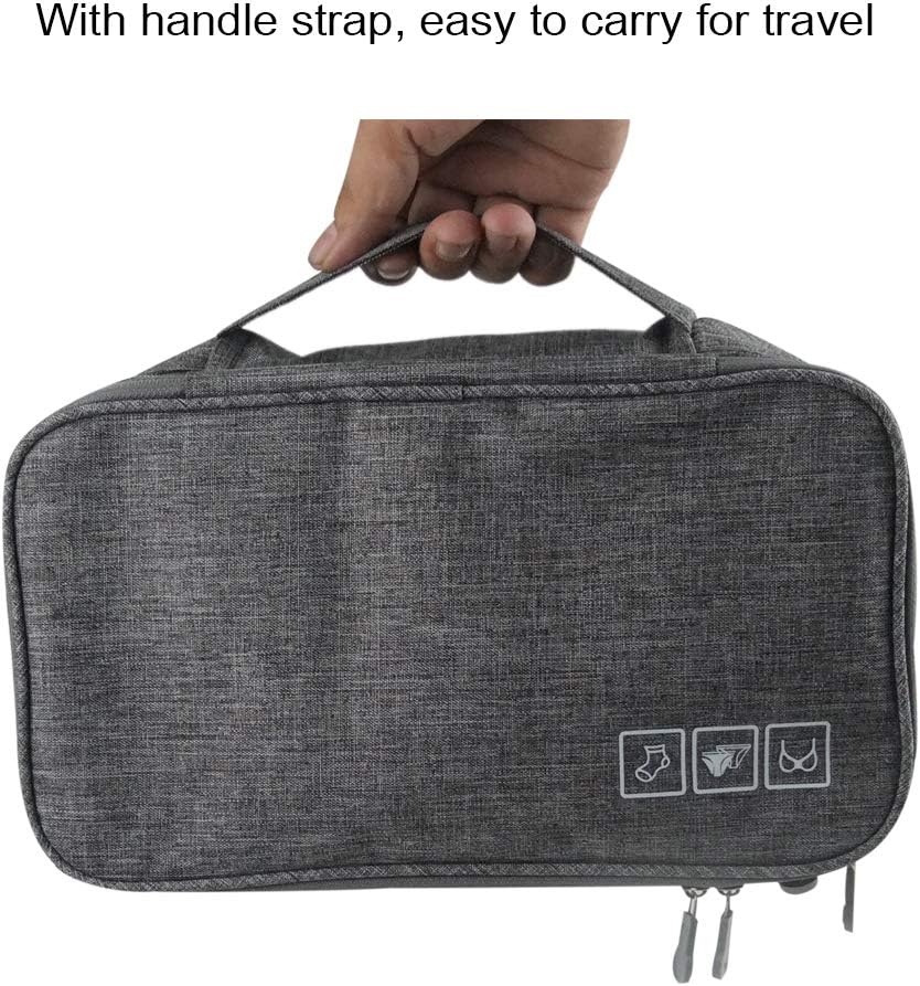 Travel Underwear Organizer, Bra Underwear Travel Packing Organizer Waterproof Pack Cube Lingerie Socks Bag Layer Cosmetic Bag Bra Bag for Travel(Grey) - Image 2