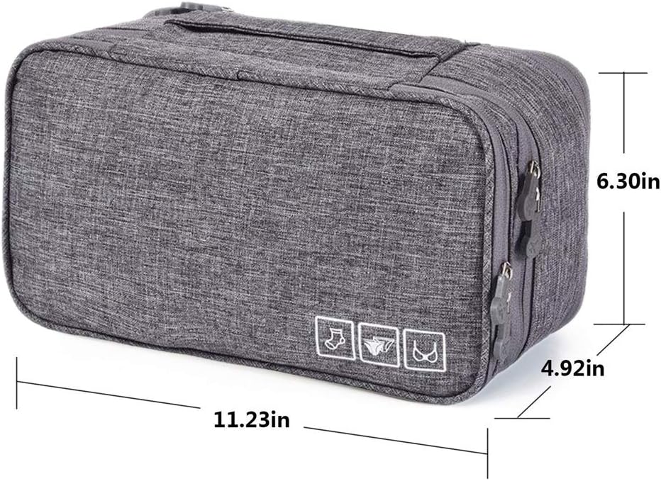 Travel Underwear Organizer, Bra Underwear Travel Packing Organizer Waterproof Pack Cube Lingerie Socks Bag Layer Cosmetic Bag Bra Bag for Travel(Grey) - Image 6